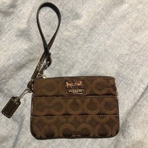 Coach Signature Brown Wristlet